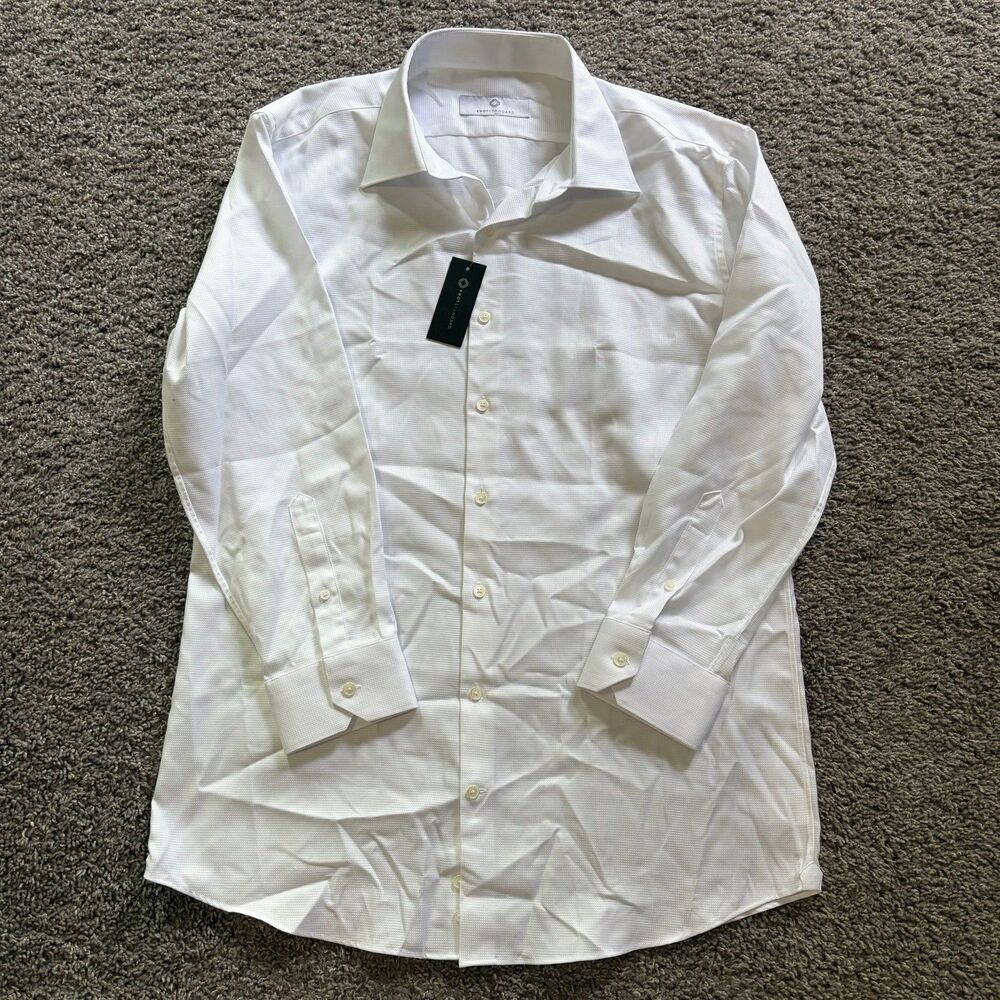 NEW Knot Standard Diamond Geometric Pattern White Dress Shirt Long Sleeve Sz XL